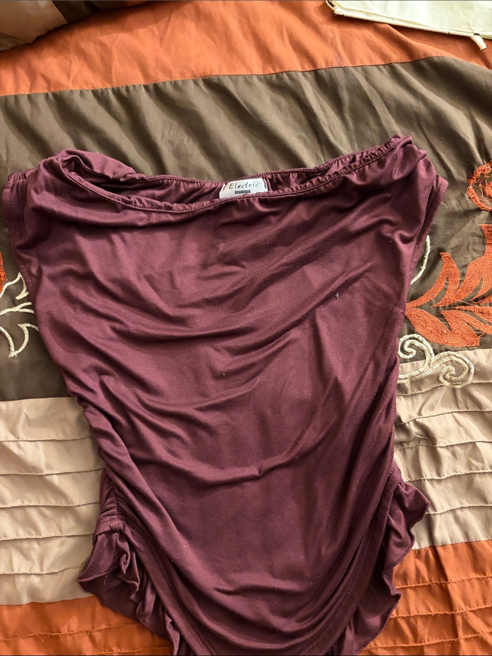 Electric Family Plum Ruched Off-Shoulder Women’s Top